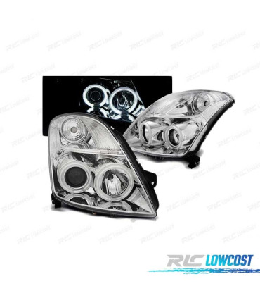 FARÓIS SUZUKI SWIFT 05-10 OLHOS DE ANJO CCFL CROMADOS