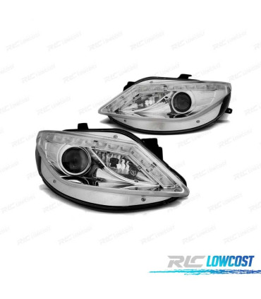 FARÓIS LED PARA SEAT IBIZA 6J 08-12 LOOK R8 CROMADO