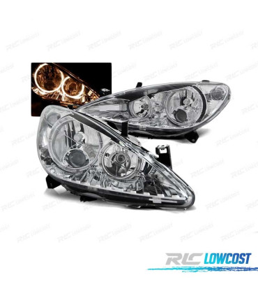 FARÓIS ANGEL EYES PARA PEUGEOT 307 01-05 CROMADO