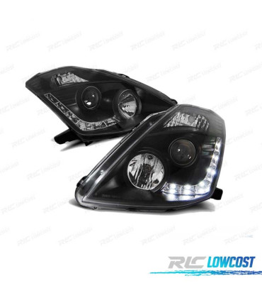 FARÓIS LED PARA NISSAN 350Z 03-05 BLACK PRETO