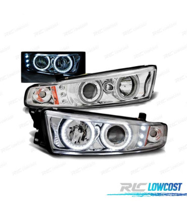 FARÓIS ANGEL EYES CCFL LED PARA MITSUBISHI GALANT 8 EA0 96-06 CHROME CROMADO