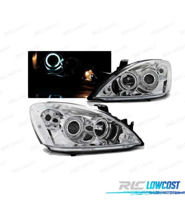 FARÓIS ANGEL EYES PARA MITSUBISHI LANCER 7 04-07 CHROME CROMADO