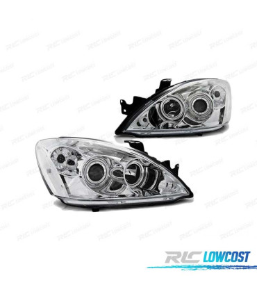 FARÓIS ANGEL EYES PARA MITSUBISHI LANCER 7 04-07 CHROME CROMADO