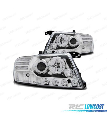 FARÓIS ANGEL EYES LED MITSUBISHI PAJERO V60 00-06 CHROME CROMADO