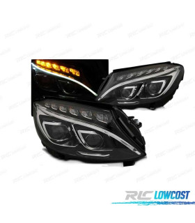 FARÓIS LED MERCEDES W205 14-18 BLACK PRETO