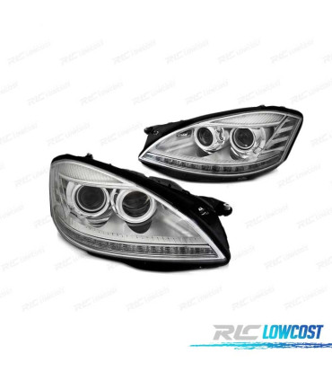 FARÓIS LED DINÂMICO PARA MERCEDES W221 05-09 CROMADO