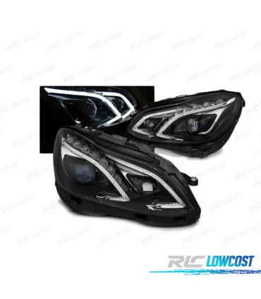 FARÓIS LED TRU DRL PARA MERCEDES W212 13-16 PRETO
