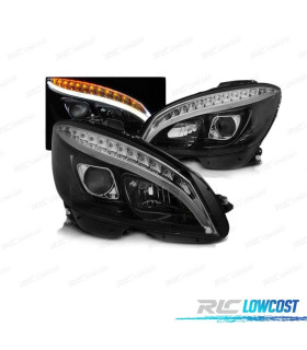 FARÓIS MERCEDES W204 07-10 TUBO DE LUZ LED NEGROS