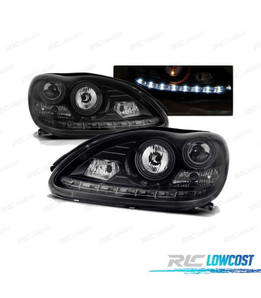 FARÓIS LED PARA MERCEDES W220 98-05 BLACK PRETO