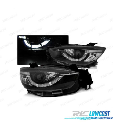 FARÓIS LED TRU DRL PARA MAZDA CX5 11-15 BLACK PRETO