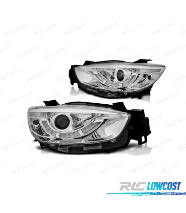 FARÓIS LED XENON PARA MAZDA CX5 11-15 CHROME CROMADO