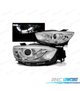 FARÓIS LED XENON PARA MAZDA CX5 11-15 CHROME CROMADO
