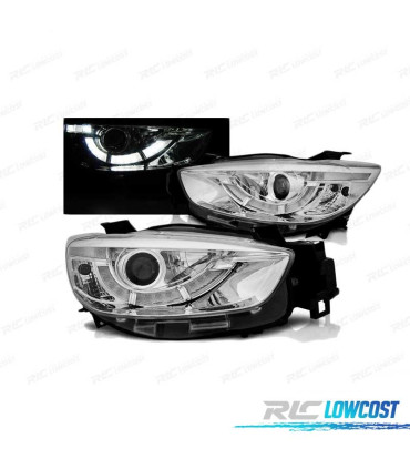 FARÓIS LED XENON PARA MAZDA CX5 11-15 CHROME CROMADO