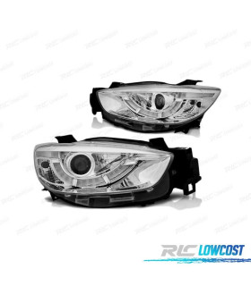 FARÓIS LED TRU DRL MAZDA CX5 11-15 CROMADOS