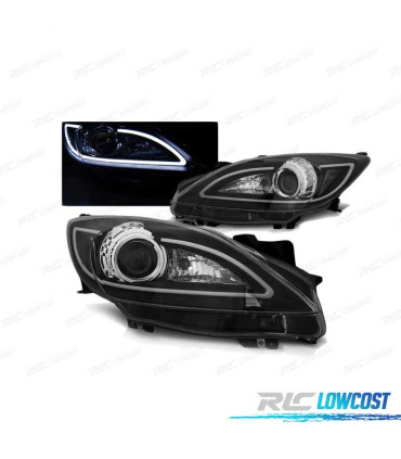FARÓIS LED TUBE LIGHT PARA MAZDA 3 09-13 BLACK PRETO