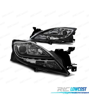 FARÓIS LED PARA MAZDA 6 II 10-12 BLACK PRETO