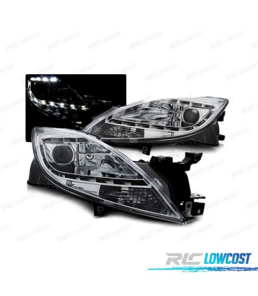 FARÓIS LED PARA MAZDA 6 II 10-12 CHROME CROMADO