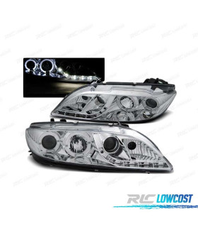 FARÓIS LED ANGEL EYES PARA MAZDA 6 02-07 CHROME CROMADO