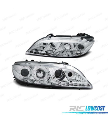 FARÓIS LED ANGEL EYES PARA MAZDA 6 02-07 CHROME CROMADO
