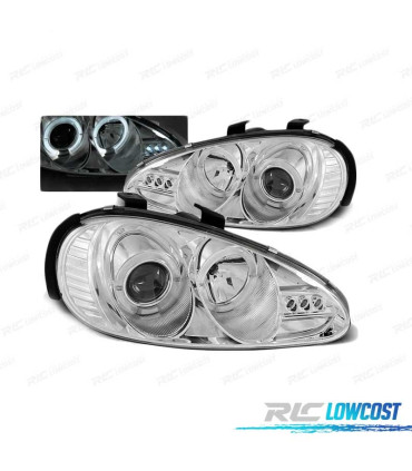 FARÓIS ANGEL EYES PARA MAZDA MX3 91-98 CHROME CROMADO