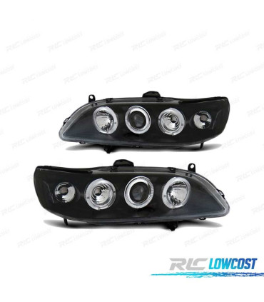 FARÓIS ANGEL EYES PARA HONDA ACCORD 98-02 EUA BLACK PRETO