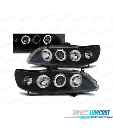 FARÓIS ANGEL EYES PARA HONDA ACCORD 98-02 EUA BLACK PRETO