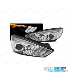FARÓIS LED DRL DINÂMICO PARA FORD FOCUS MK3 15-18 CROMADO
