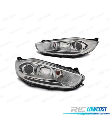 FARÓIS LED PARA FORD FIESTA MK7 13-16 TRU DRL CROMADOS