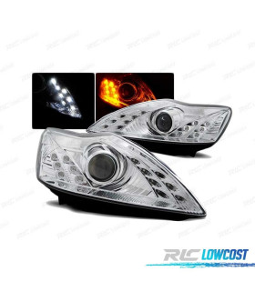 FARÓIS LED DAYLIGHT PARA FORD FOCUS 08-10 CHROME CROMADO