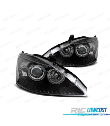 FARÓIS ANGEL EYES PARA FORD FOCUS 01-04 BLACK PRETO