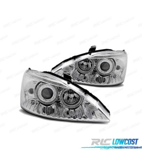 FARÓIS ANGEL EYES PARA FORD FOCUS 01-04 CHROME CROMADO