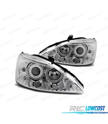 FARÓIS ANGEL EYES PARA FORD FOCUS 01-04 CHROME CROMADO