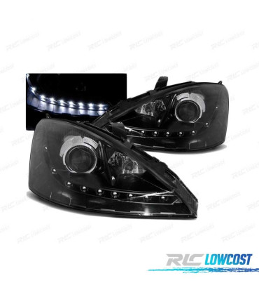FARÓIS LED DAYLIGHT PARA FORD FOCUS 98-01 BLACK PRETO