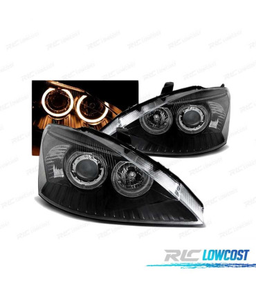 FARÓIS ANGEL EYES PARA FORD FOCUS I 98-01 BLACK PRETO