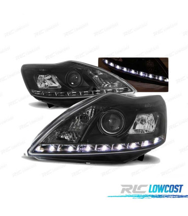 FARÓIS LED DAYLIGHT PARA FORD FOCUS II RESTILING 08-10 CROMADO