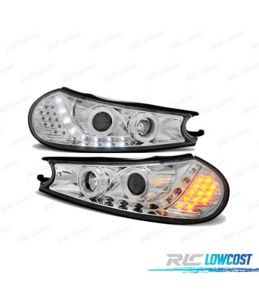 FARÓIS LED DAYLIGHT PARA FORD MONDEO 96-00 CHROME CROMADO