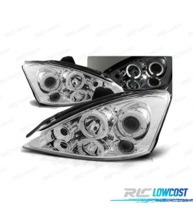 FARÓIS ANGEL EYES PARA FORD FOCUS I FACELIFT 01-04 CHROME CROMADO
