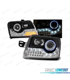 FARÓIS LED ANGEL EYES PARA FIAT PANDA 03 - BLACK PRETO