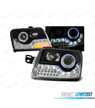 FARÓIS LED ANGEL EYES PARA FIAT PANDA 03 - BLACK PRETO