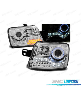 FARÓIS LED ANGEL EYES PARA FIAT PANDA 03 - CHROME CROMADO