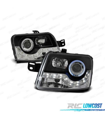 FARÓIS LED PARA FIAT PANDA 03-09 BLACK PRETO
