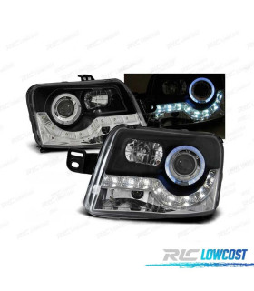 FARÓIS LED PARA FIAT PANDA 03-09 BLACK PRETO