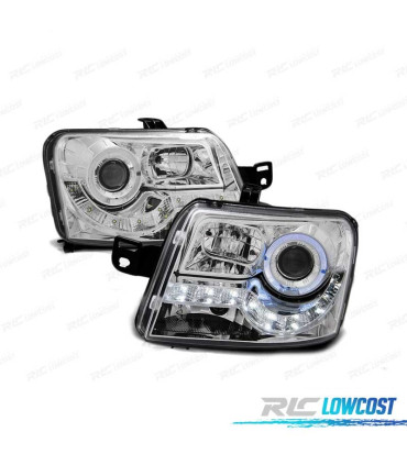 FARÓIS LED ANGEL EYES PARA FIAT PANDA 03 - CHROME CROMADO