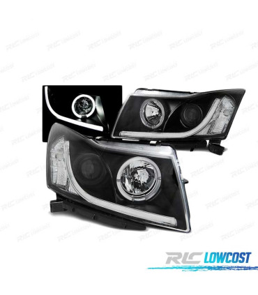 FARÓIS ANGEL EYES LED TUBE LIGHT PARA CHEVROLET CRUZE 09-12 PRETO