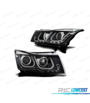 FARÓIS LED PARA CHEVROLET CRUZE 09-12 BLACK PRETO