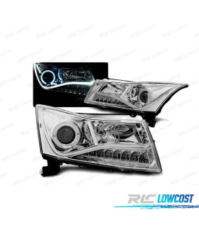 FARÓIS ANGEL EYES LED TUBE LIGHT PARA CHEVROLET CRUZE 09-12 CROMADO