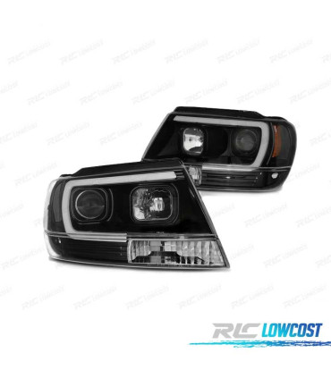 FARÓIS LED TUBE LIGHT JEEP GRAND CHEROKEE 99-05 BLACK PRETO
