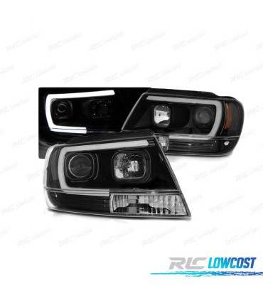 FARÓIS LED TUBE LIGHT JEEP GRAND CHEROKEE 99-05 BLACK PRETO