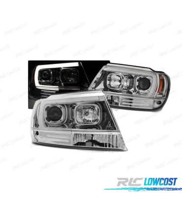 FARÓIS LED TUBE LIGHT PARA JEEP GRAND CHEROKEE 99-05 CROMADO