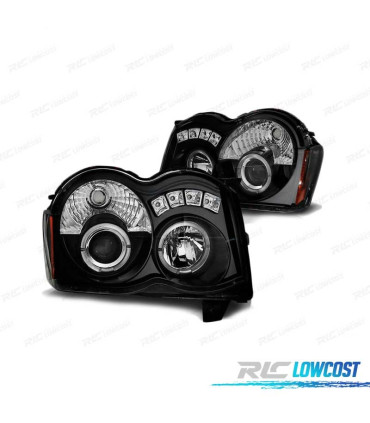 FARÓIS ANGEL EYES PARA JEEP GRAND CHEROKEE 08-10 BLACK PRETO